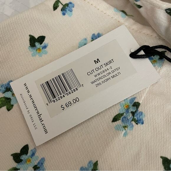 WeWoreWhat Cut Out Skirt in Ivory Watercolor Ditsy Women’s Sz M - Picture 4 of 5